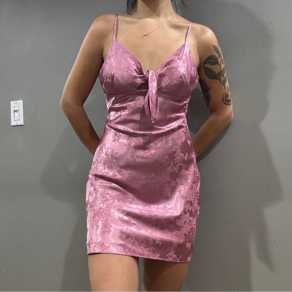 Lulu's Pink Satin Mini Dress